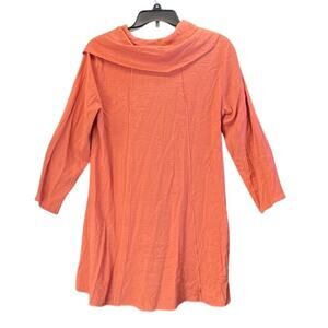 Ail Miles Womens Orange Tunic Cowl Neck Crinkle Artsy Lagen Look